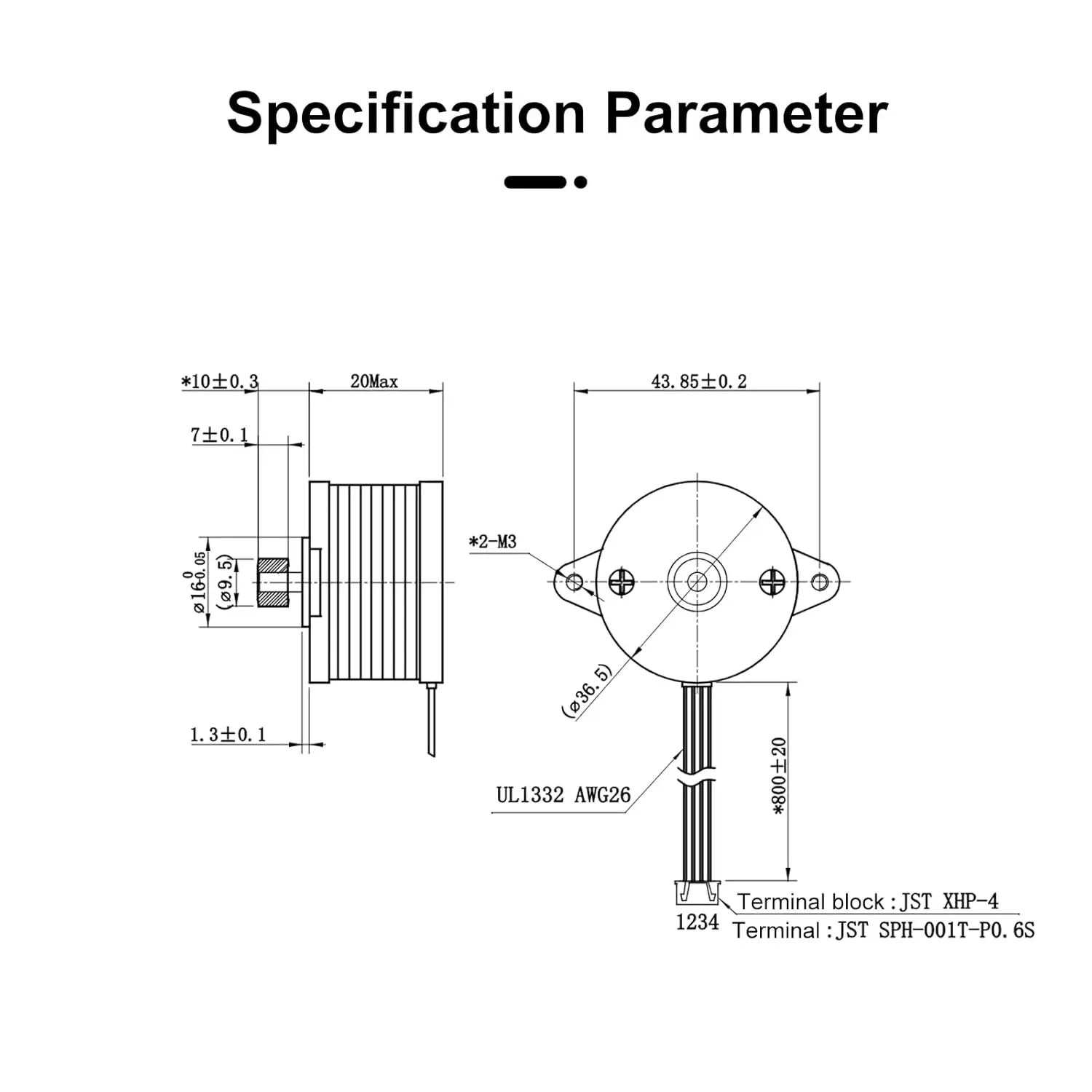 Specification of extruder motor