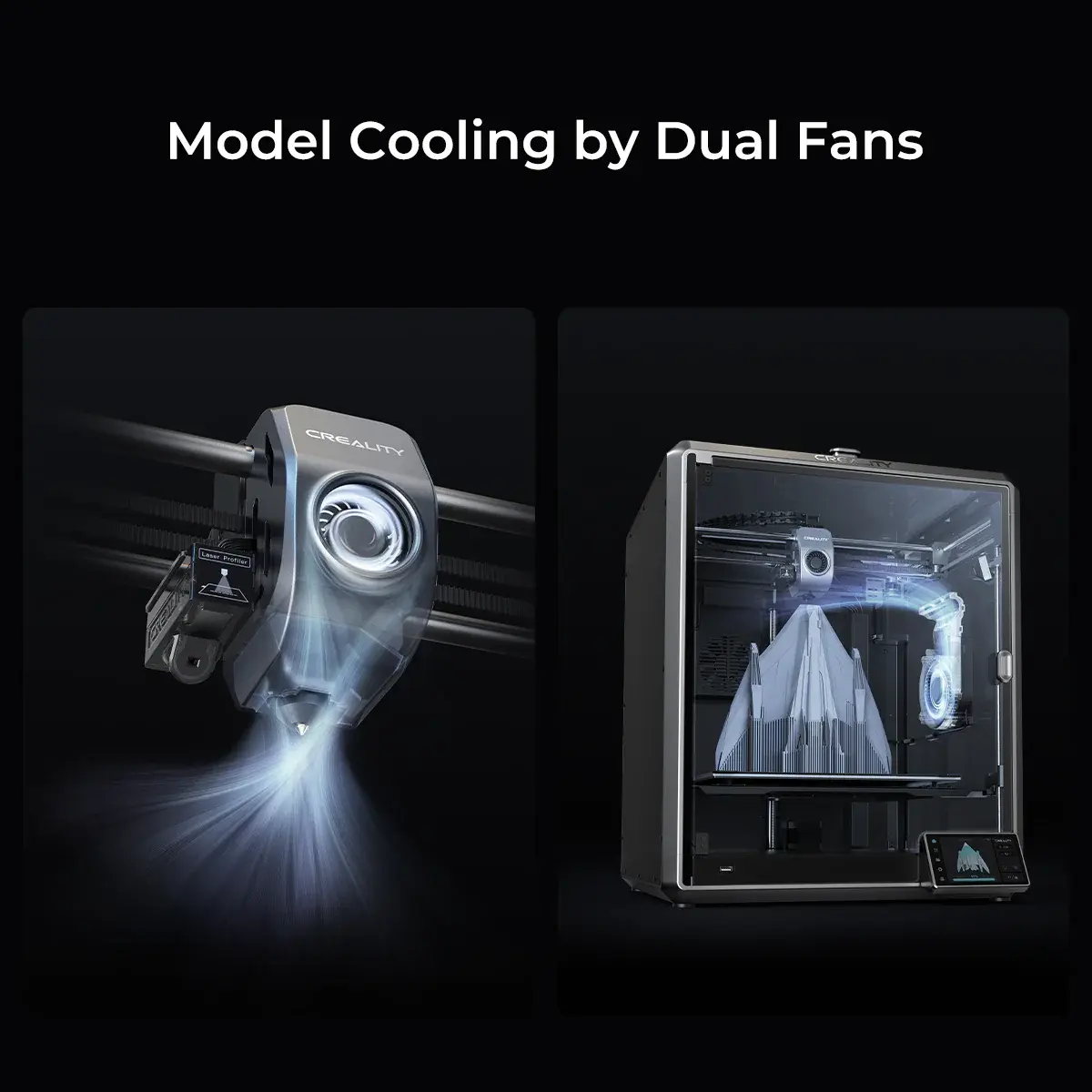 Creality K1 Max Dual Fan Cooling Dual Fans Model Cooling by Dual Fans