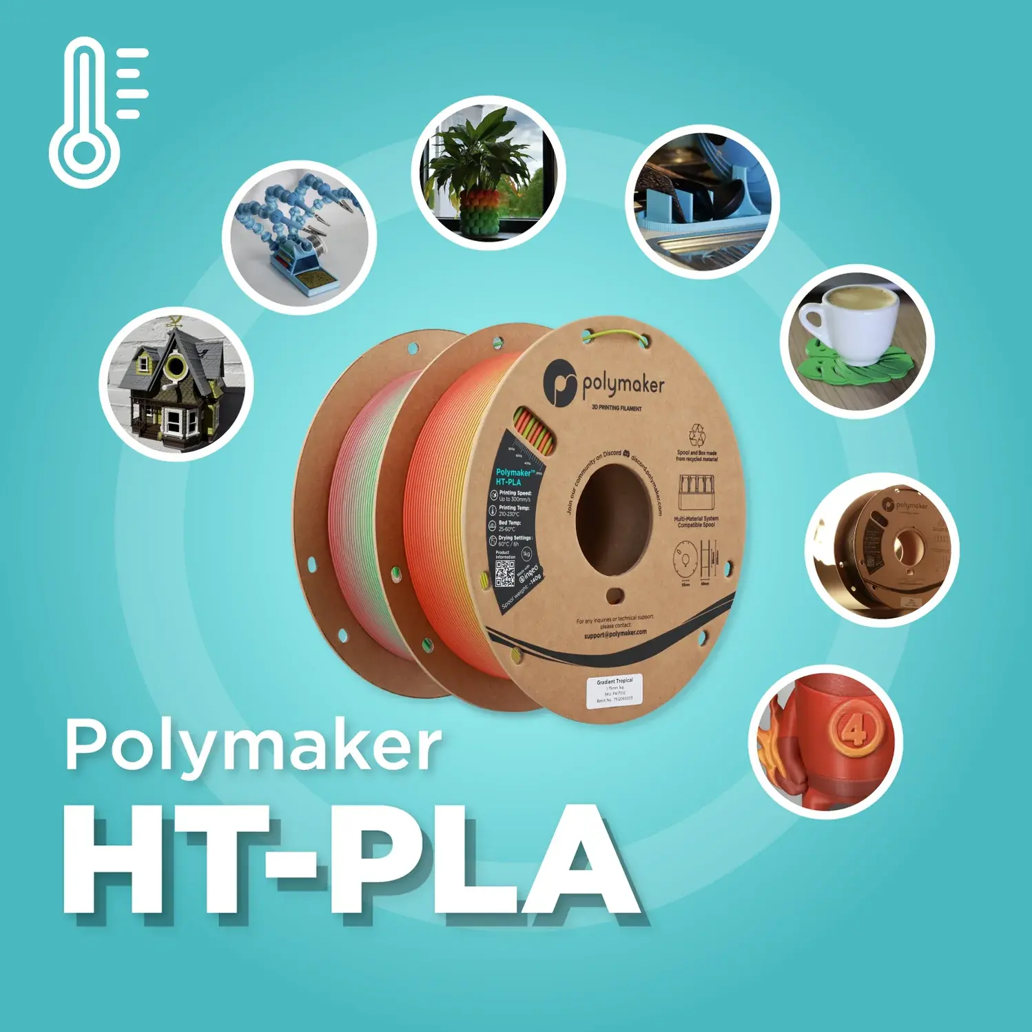 Engineered for creators who demand performance without the hassle. Designed to withstand temperatures up to 150°C, this next-gen PLA keeps its shape—even under extreme heat—no warping, no sagging, no compromises