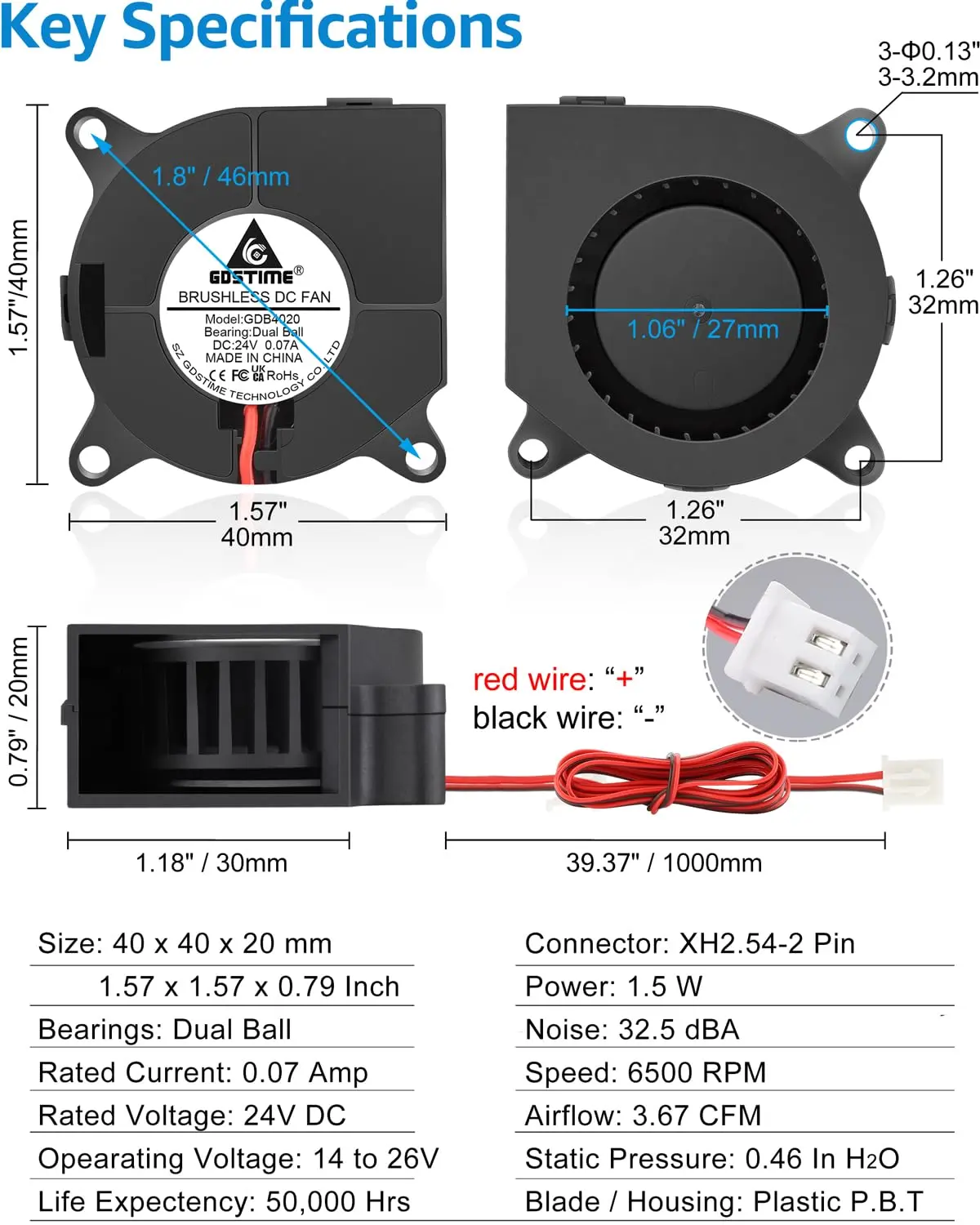 Blower Fan 24 Volt 4020 