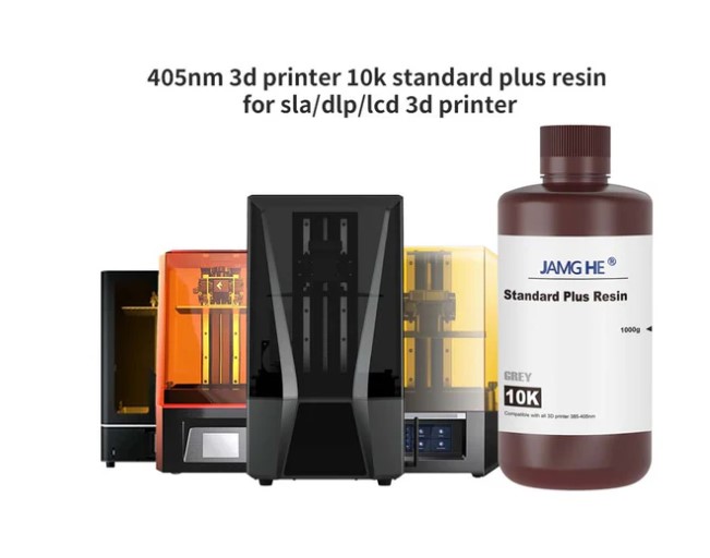 JAMG HE 3D Printer Standard Plus Resin 10K Jamg He LCD Standard Plus Resin is eco-friendly, solvent-free, with low odor & viscosity.