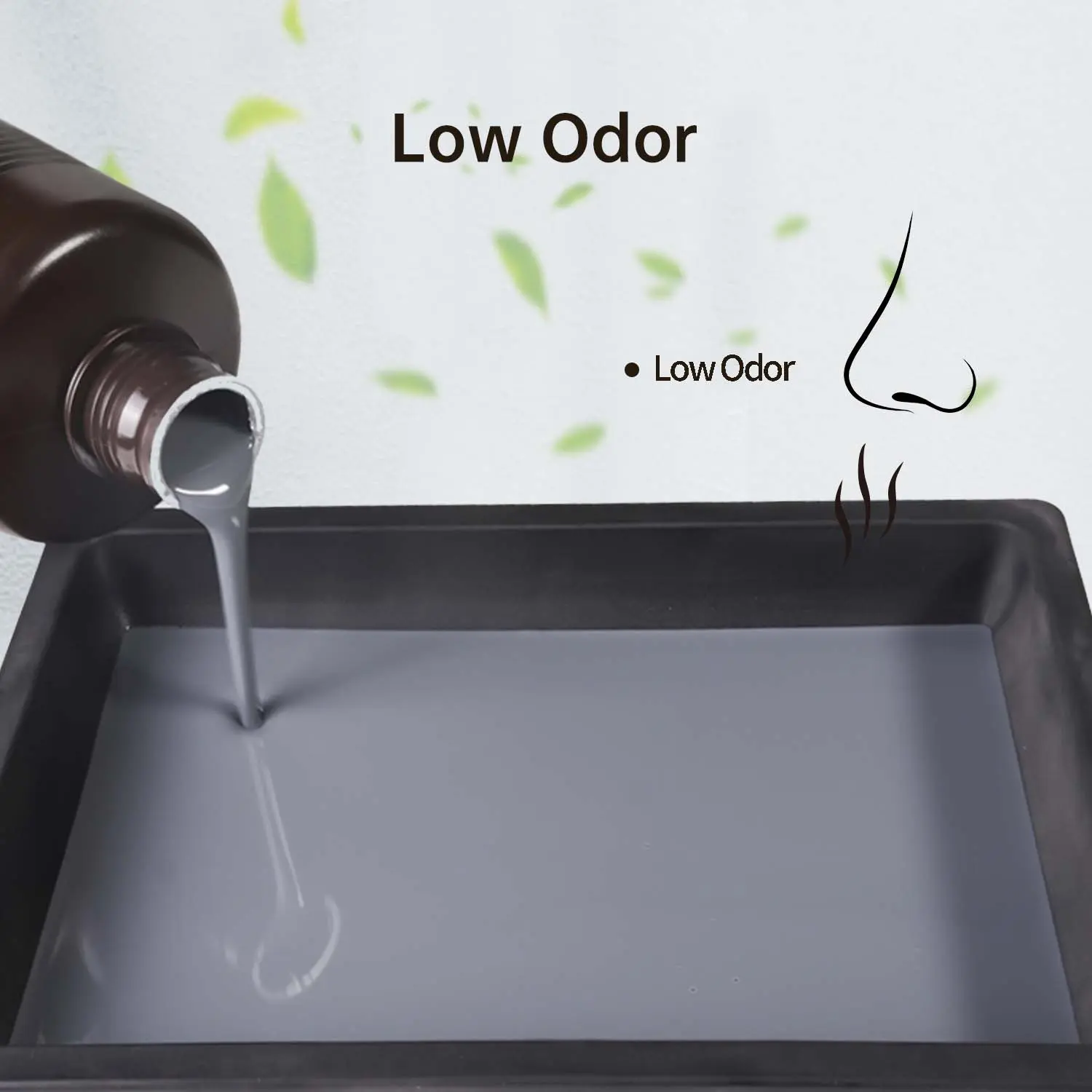 JAMG HE ultra-Low odor resin is made of plant material, almost odorless, does not smell disturbing when opening the bottle and does not affect the room air