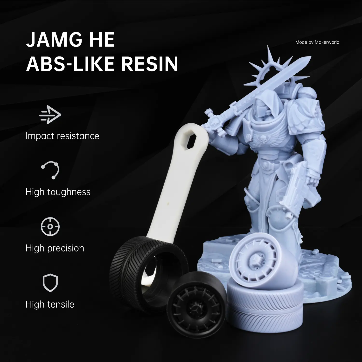 High strength engineering plastic with good impact resistance and excellent surface finish with JAMG HE ABS Like Standard Resin