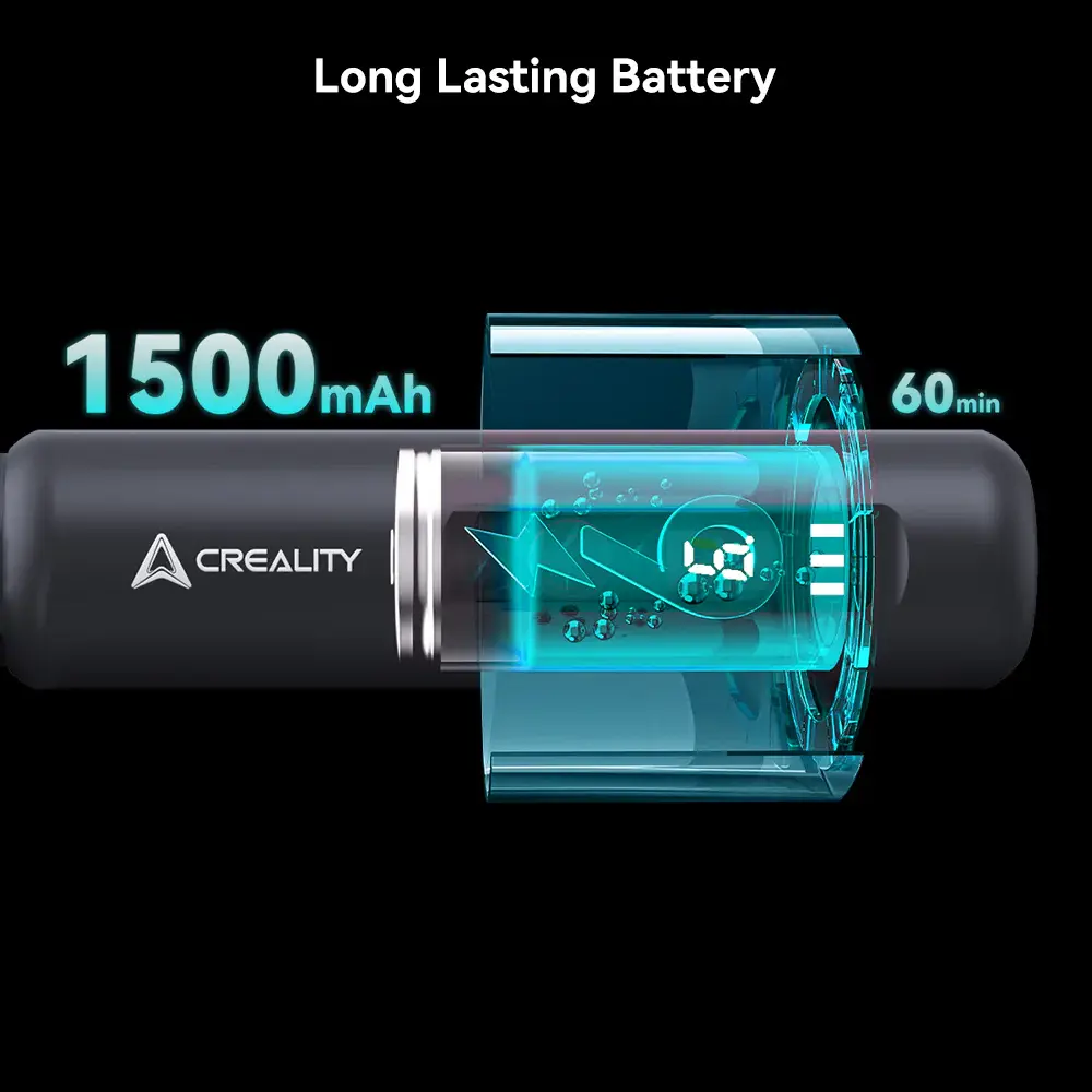 Long Battery Life: Equipped with a 1500mAh battery, it provides up to 60 minutes of runtime on a full charge.