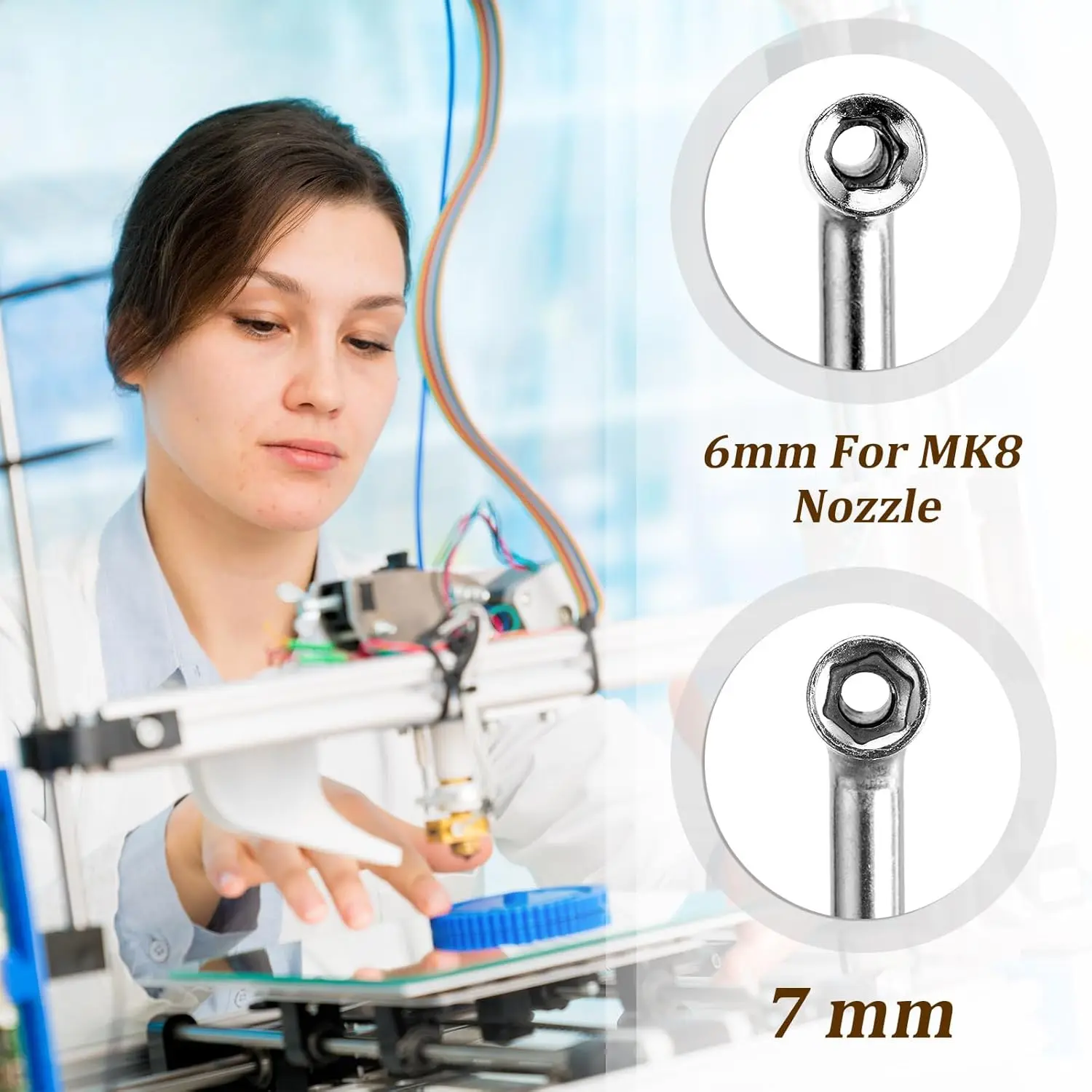 Compatible With Durable Material Crafted from high-quality, corrosion-resistant materials, the 3D Nozzle Wrench guarantees long-lasting durability and reliability, providing you with a tool you can depend on Compatible With all your printing needs.