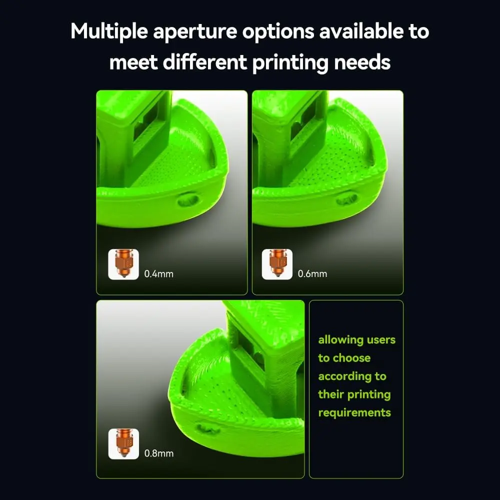Creality K2 Plus/Creality Hi/K2 Quick-Swap Nozzle Kit The hardened steel (SKD11) nozzle head with a Moh's hardness of 7.8 offers six times the lifespan.
