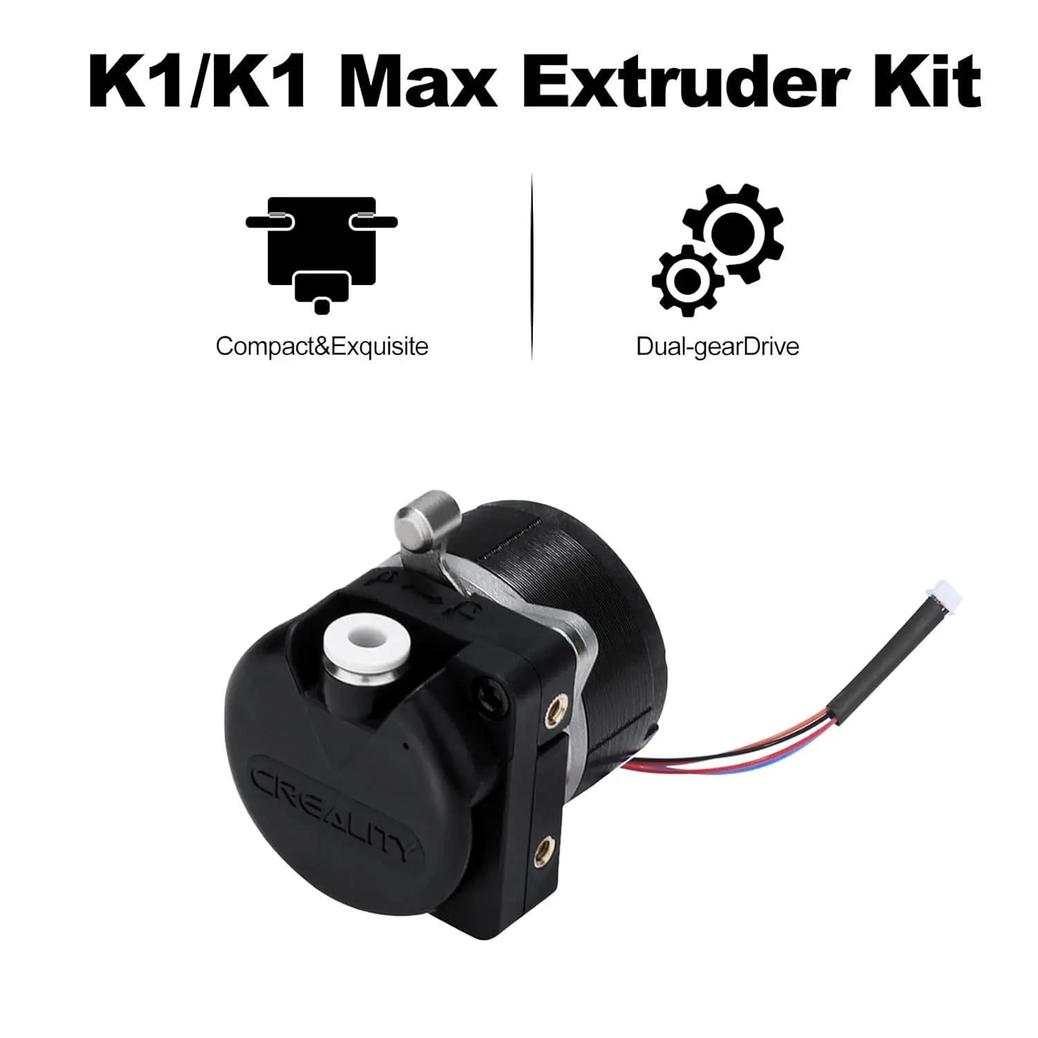 Creality K1C K1-Max Motor Extruder High Speed Extrusion Kit Dual Gear Feeding Extrusion Mechanism Kit for Creality K1-Max K1 K1C K1-SE Ender3-V3-Plus Dual Gear Feeding:The extrusion kit is equipped with double gears to ensure smooth input and output of printing materials, which makes a stable printing process and reduces the failure rate of printing.