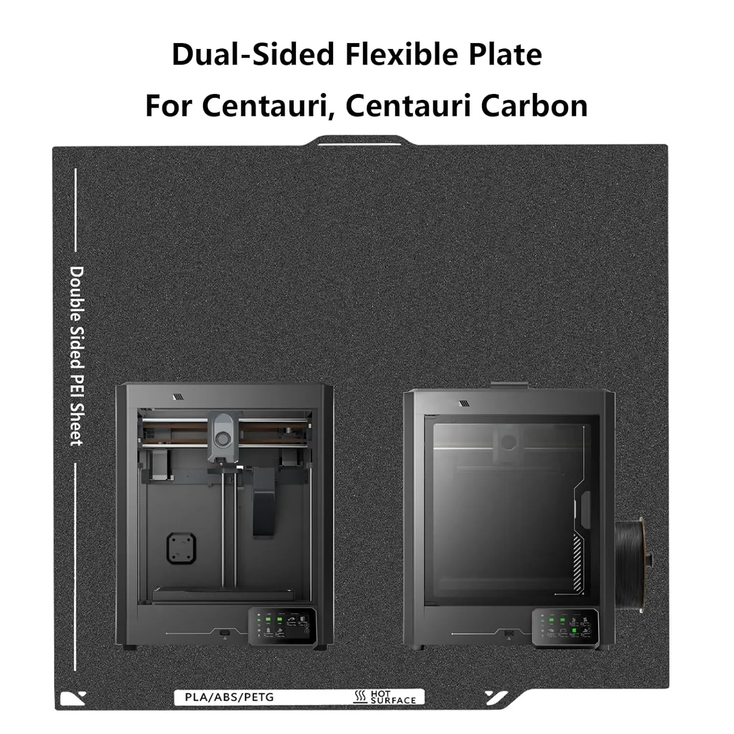 Double-Sided Black PEI Build Plate Double-Sided Black PEI Build Plate for Elegoo Centauri Carbon, Textured PEI Plate Print Bed Platform Spring Steel Flexible Sheet for Centauri Carbon/Centauri, 260X271MM