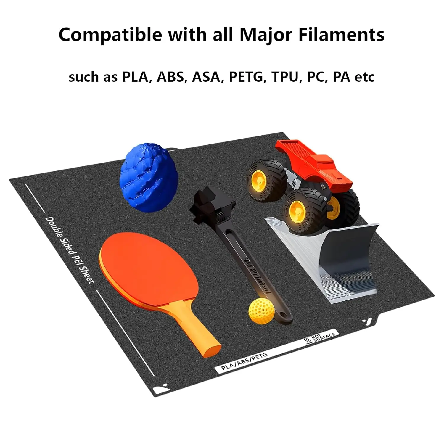 Double-Sided Black PEI Build Plate Double-Sided Black PEI Build Plate for Elegoo Centauri Carbon, Textured PEI Plate Print Bed Platform Spring Steel Flexible Sheet for Centauri Carbon/Centauri, 260X271MM