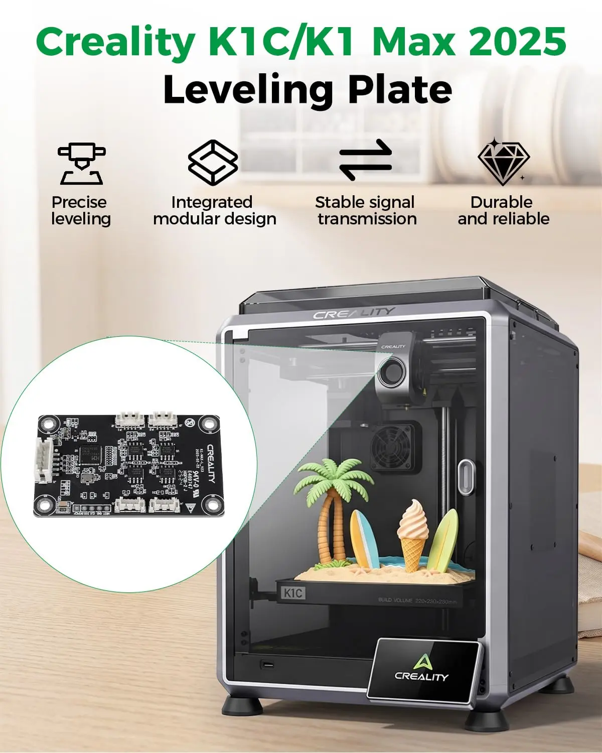 Official original, perfect compatibility This K1 C 2025 Leveling Plate is an authentic Creality original part, tailor-made for K1 C 2025 and K1 Max 2025 models. It supports direct mounting with no structural alteration, bringing automatic bed leveling function back into service quickly