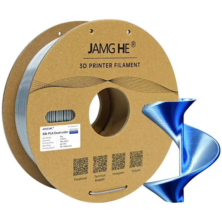 JAMG HE PLA Silk Dual/Tri-Color (Silver + Dark Blue)