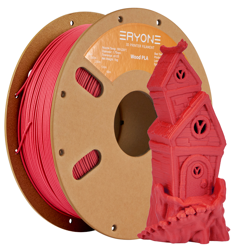 [ER-Wood] Eryone Wood PLA 3D Printer Filament 1.75mm, 1KG/roll (Red Wood)