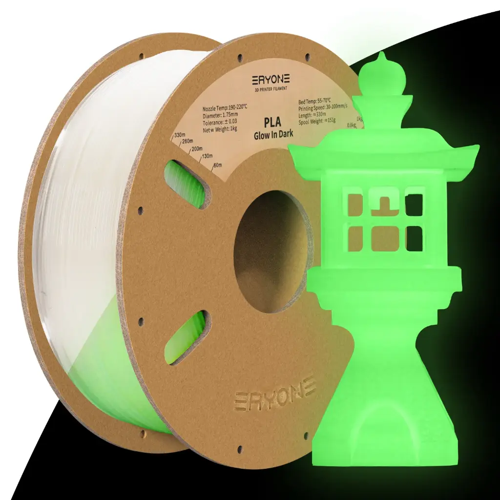 Glow In The Dark PLA Filament, Luminous PLA 3D Printer Filament 1.75mm Dimensional Accuracy +/- 0.02mm - Eryone  (Glow Green)