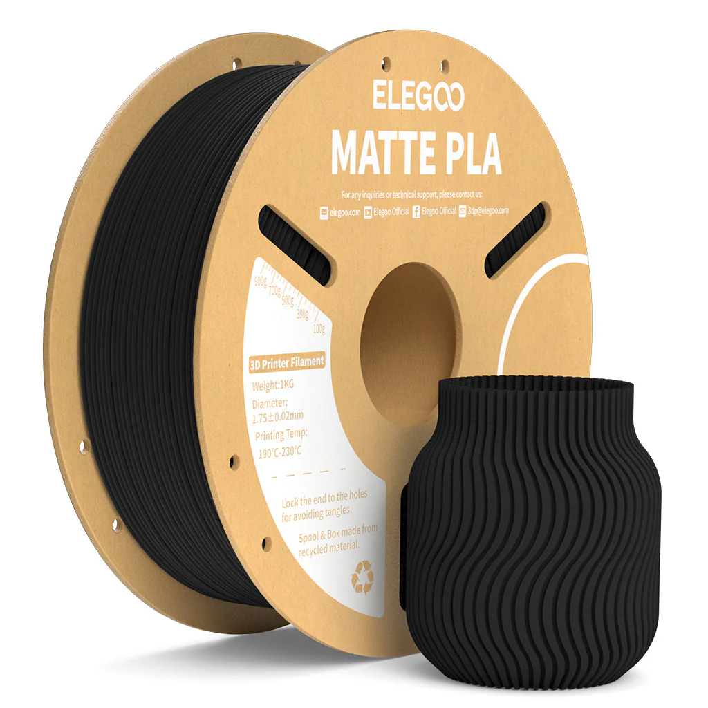 Elegoo MATTE PLA Filament 1.75mm 1KG (Black)