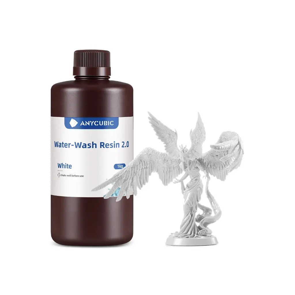 Anycubic Water Washable Resin 2.0– Easy-Clean Water Wash Resin for LCD 3D Printing (White)
