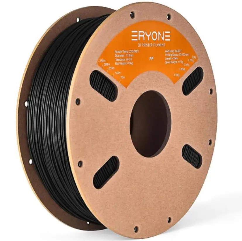 ERYONE PP Filament 1.75mm +/-0.03mm for 3D Printer, 900g/Spool (Black)